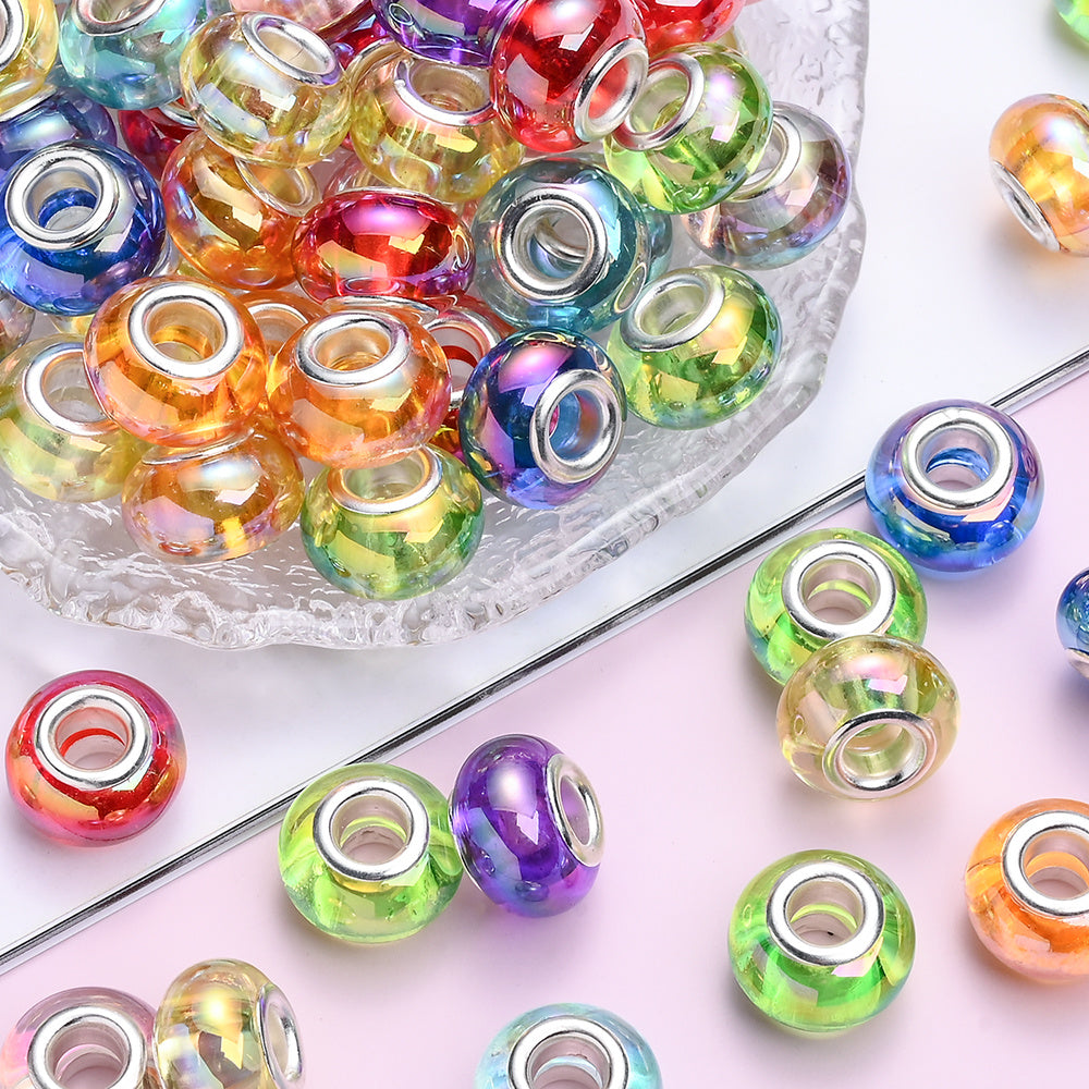 9x14mm Iridescent Acrylic Round Beads