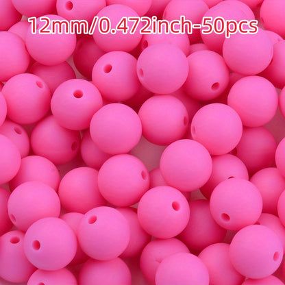 50pcs 12/15mm Rainbow Silicone Round Focal Beads