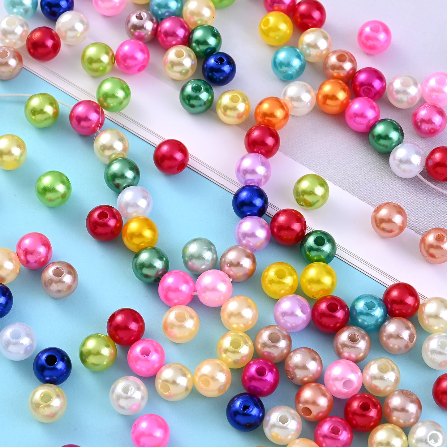 100pcs Random Colorful 8mm Round Acrylic Spacer Beads