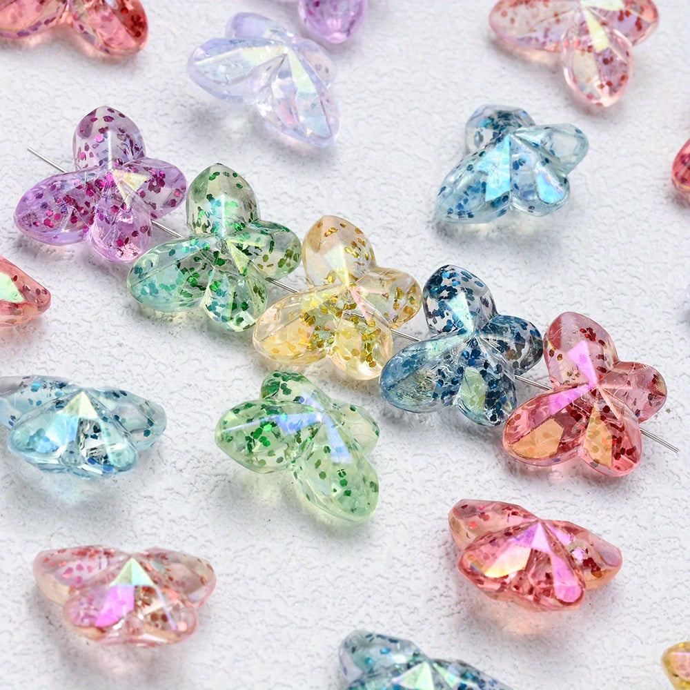 9x14mm AB Glitter Geometric Heart Star Flower Acrylic Beads