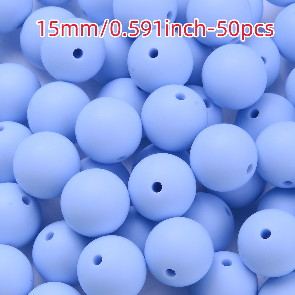 50pcs 12/15mm Rainbow Silicone Round Focal Beads