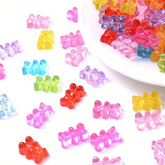 200pcs 11x16mm Transparent Mix Color Bear Acrylic Beads
