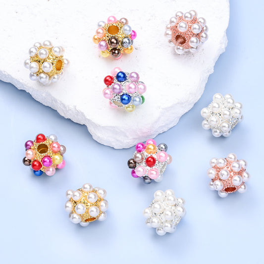 5pcs Colorful Alloy Ball Large Hole Spacer Beads