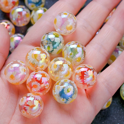 16mm Shiny Daisy Acrylic Flower Beads
