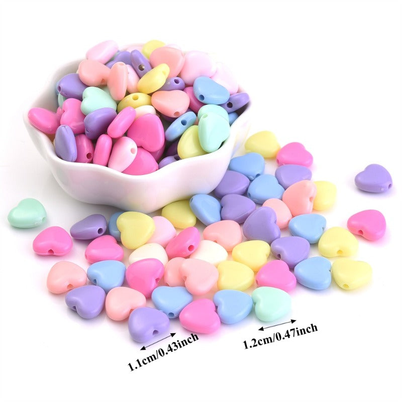 50pcs 12x11mm Heart-Shaped Acrylic Beads