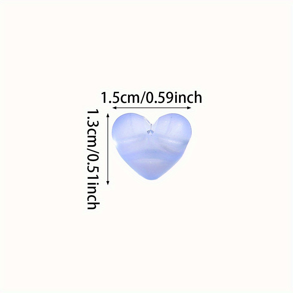 30pcs 15x13mm Frosted Round Heart Acrylic Beads