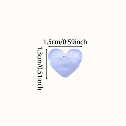 30pcs 15x13mm Frosted Round Heart Acrylic Beads