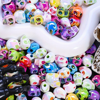 Halloween AB Shiny Skull Beads
