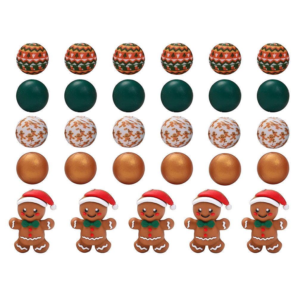 Retro Christmas 3D Santa Hat Silicone Beads, 25pcs