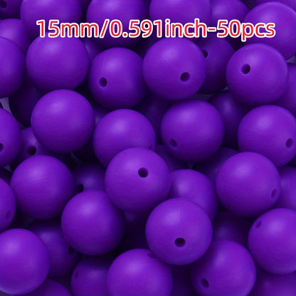 50pcs 12/15mm Rainbow Silicone Round Focal Beads