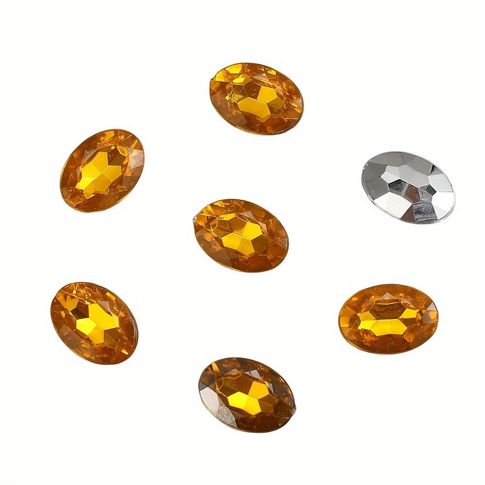10x14mm Sparkling Oval Acrylic Rhinestone Beads