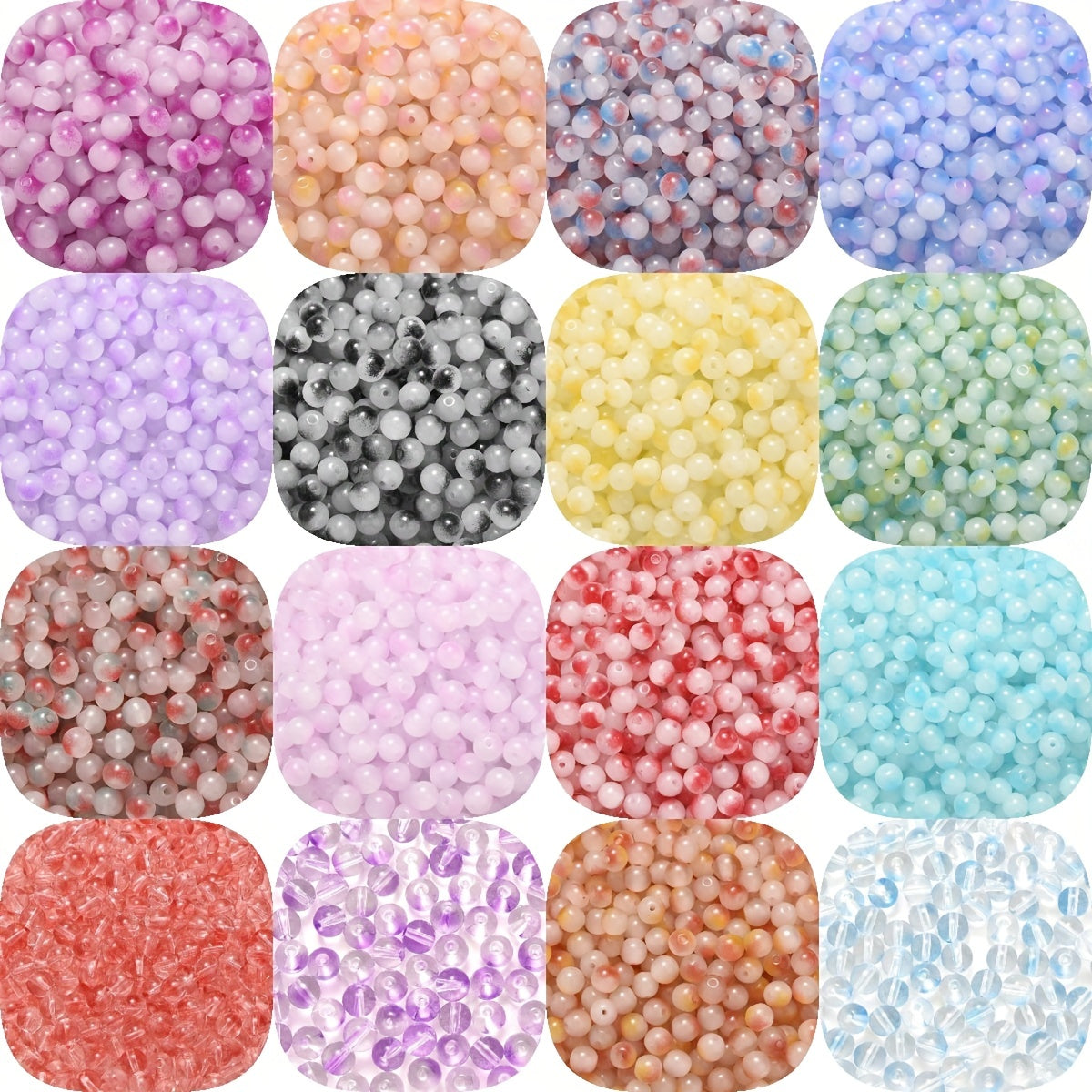 100pcs 8mm (0.315in) Glaze Beads Multicolor Glass Loose Spacer Beads for Jewelry Making DIY Bracelet Necklace Accessories