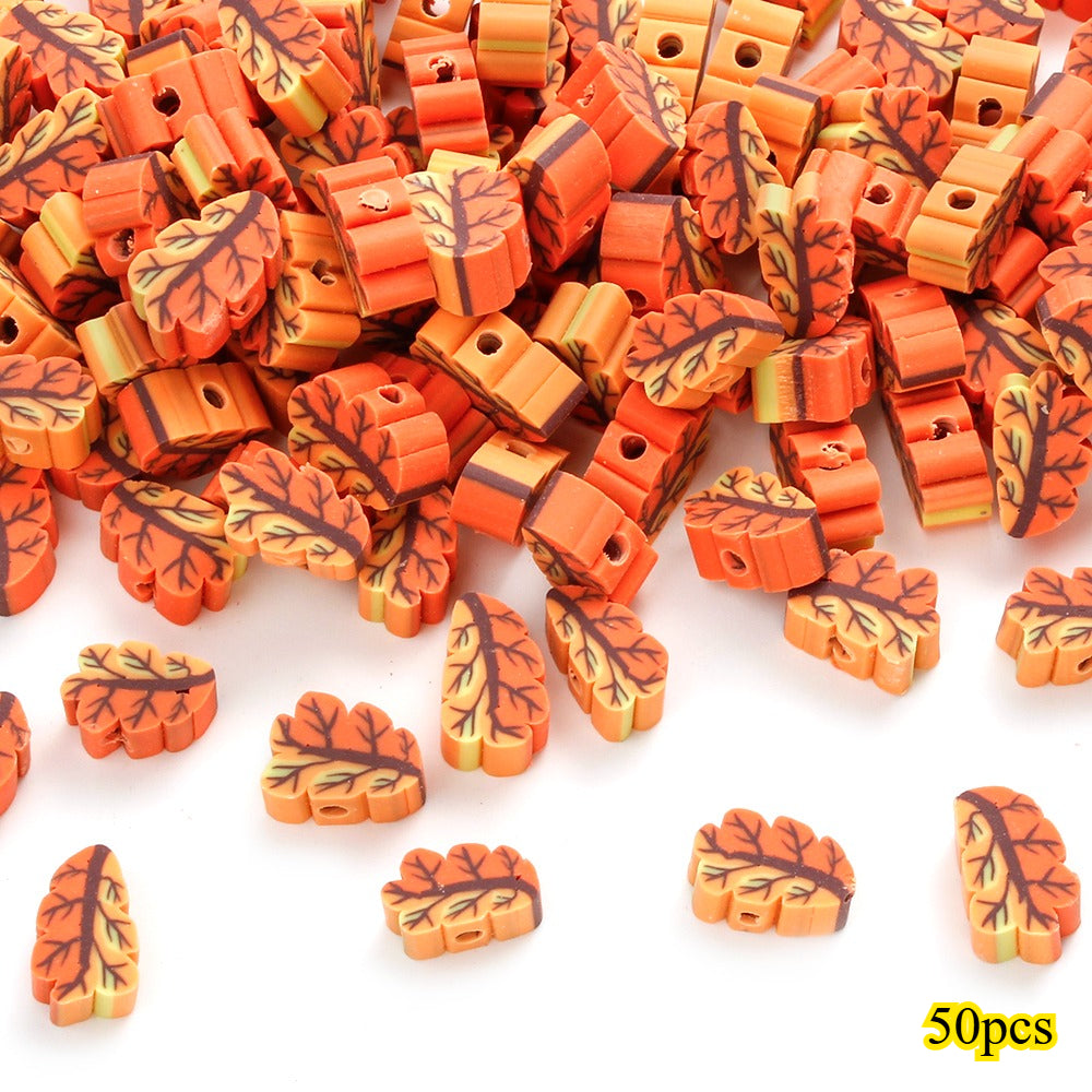 8–10mm Thanksgiving Fall Polymer Clay Spacer Beads, 50pcs