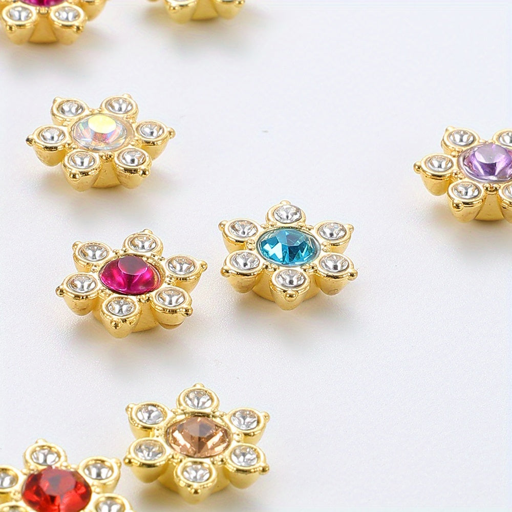 50pcs Six Petal Flower Rhinestone Acrylic Beads