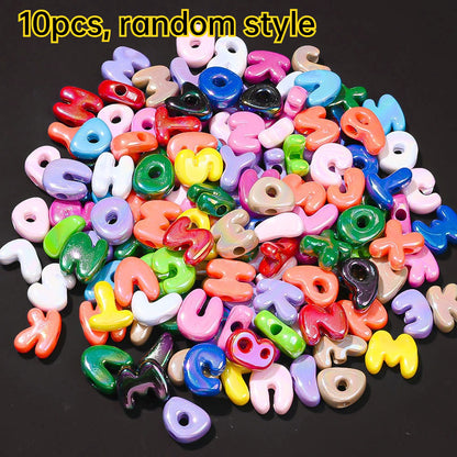 Summer UV Iridescent Clear Acrylic Alphabet Beads, 10pcs/Set