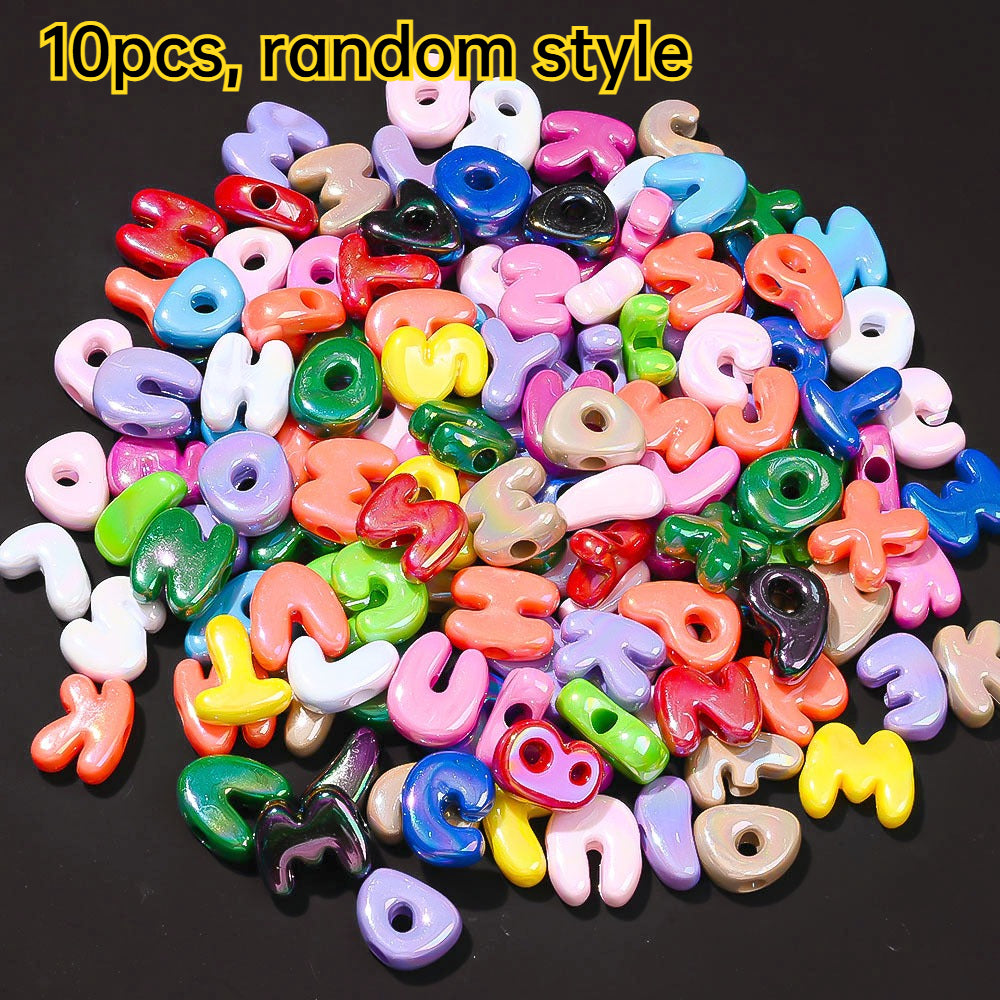 Summer UV Iridescent Clear Acrylic Alphabet Beads, 10pcs/Set