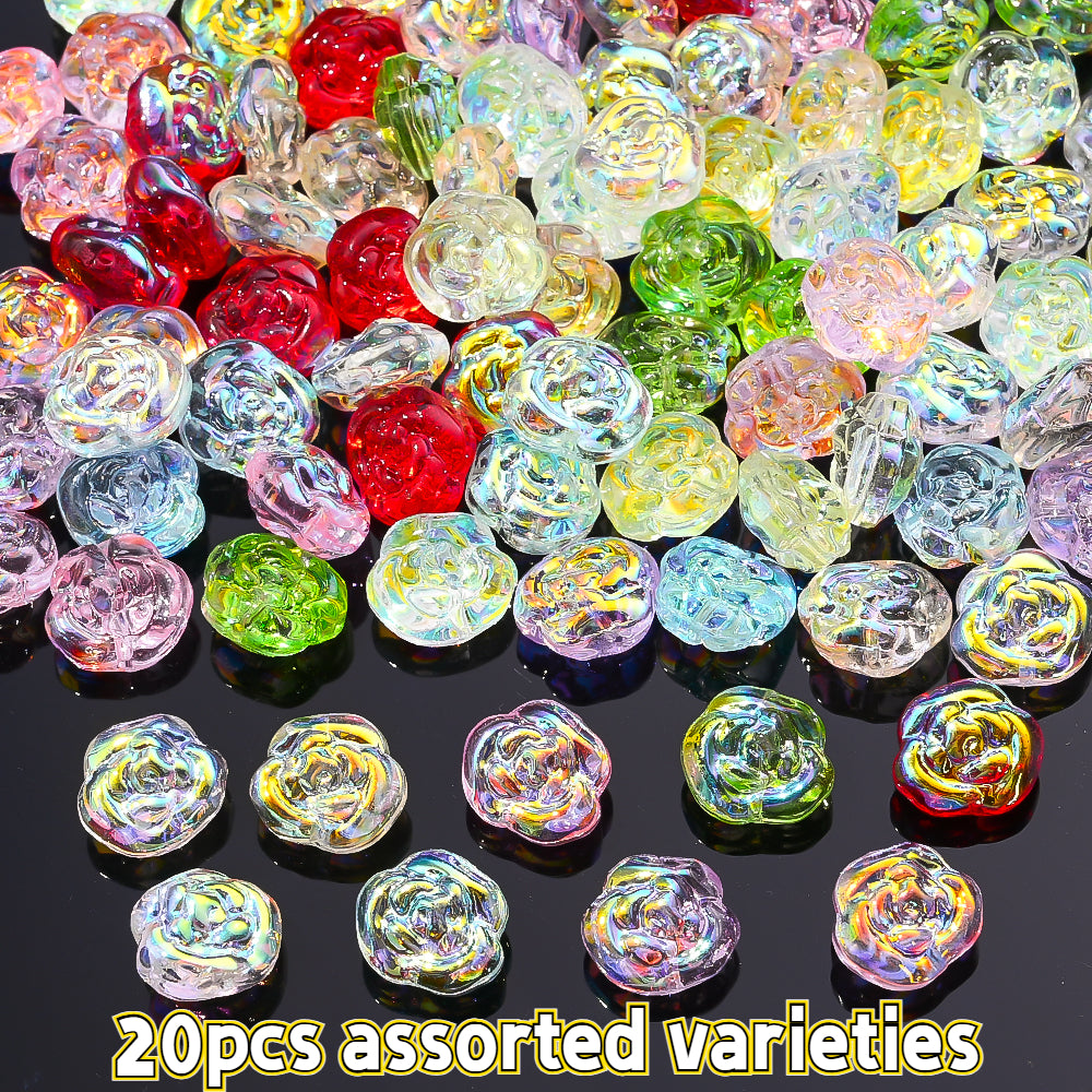 14x13mm Iridescent Rose Glass Beads