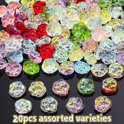 14x13mm Iridescent Rose Glass Beads