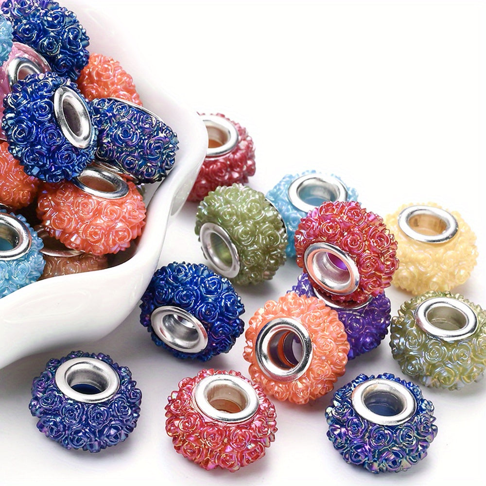 50pcs 9x15mm Rose Flower Acrylic European Beads