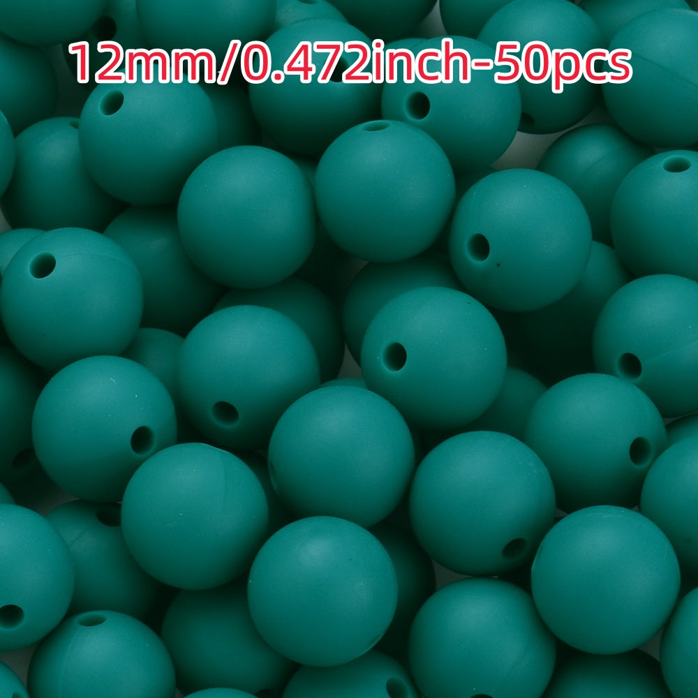 50pcs 12/15mm Rainbow Silicone Round Focal Beads