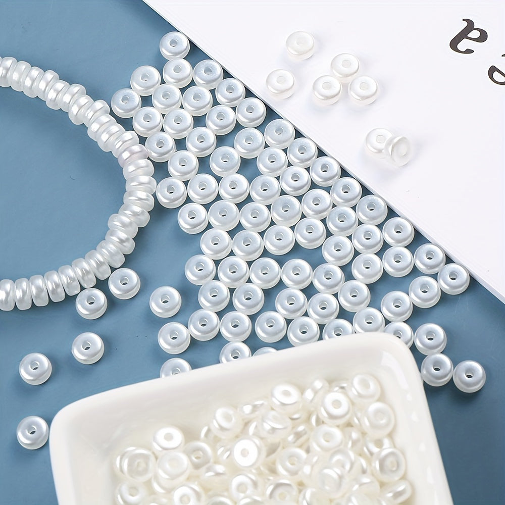 200pcs 6mm White Acrylic Flat Round Abacus Beads