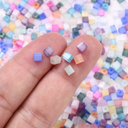 200Pcs Square Glass Beads For Jewelry Making 4MM Seed Beads & Beads Assortments DIY Handmade Bracelet Necklace Crafts Accessories