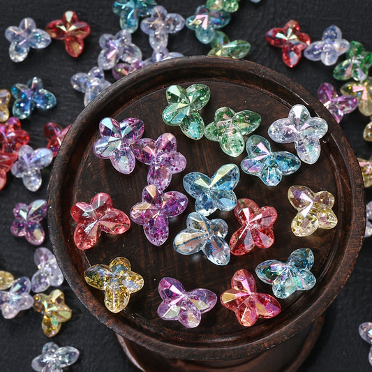 30pcs Transparent Shiny Butterfly Acrylic Beads
