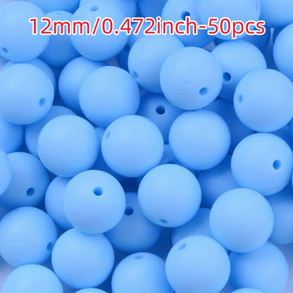 50pcs 12/15mm Rainbow Silicone Round Focal Beads