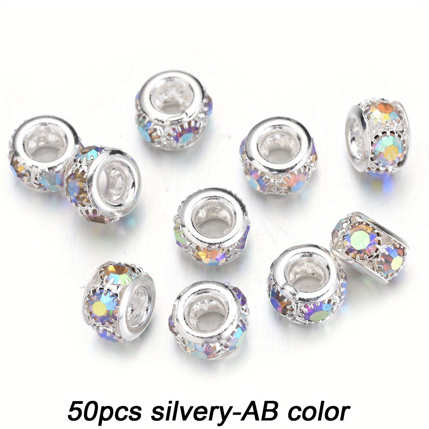Transparent Glass AB Geometric Rhinestone Spacer Beads