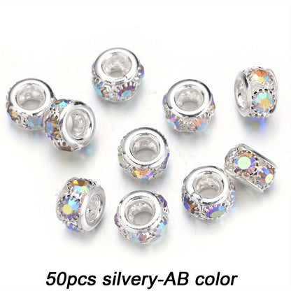 Transparent Glass AB Geometric Rhinestone Spacer Beads