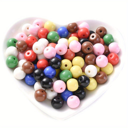 10-12mm Colorful Marbled Gradient Acrylic Large Hole Round Spacer Beads Assortment