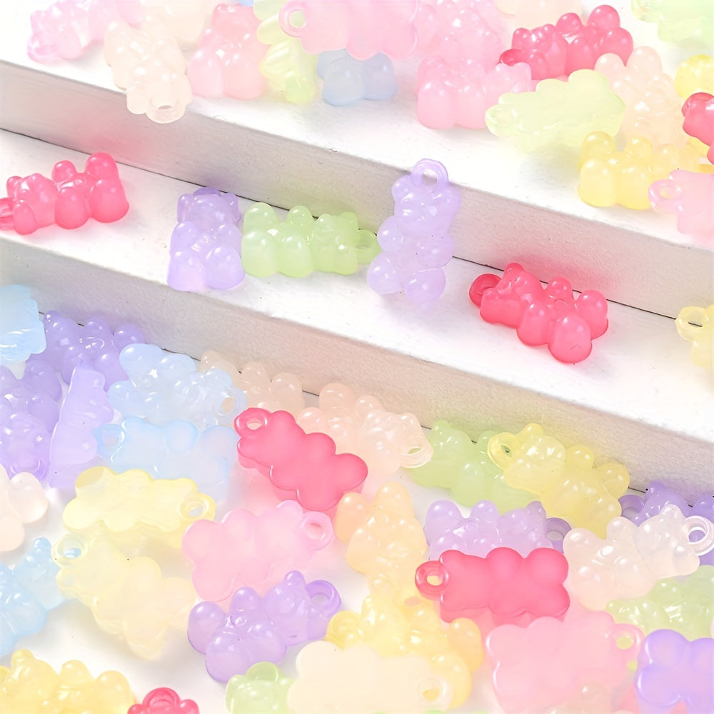 30Pcs Colorful Acrylic Bear Pendant Beads Charms for DIY Jewelry Making Bracelet Necklace Accessories