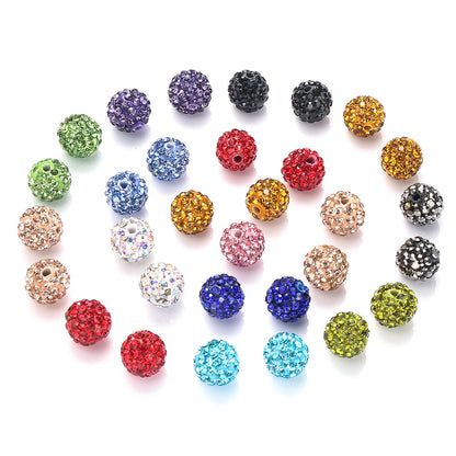 10mm AB Shiny Rhinestone Clay Beads