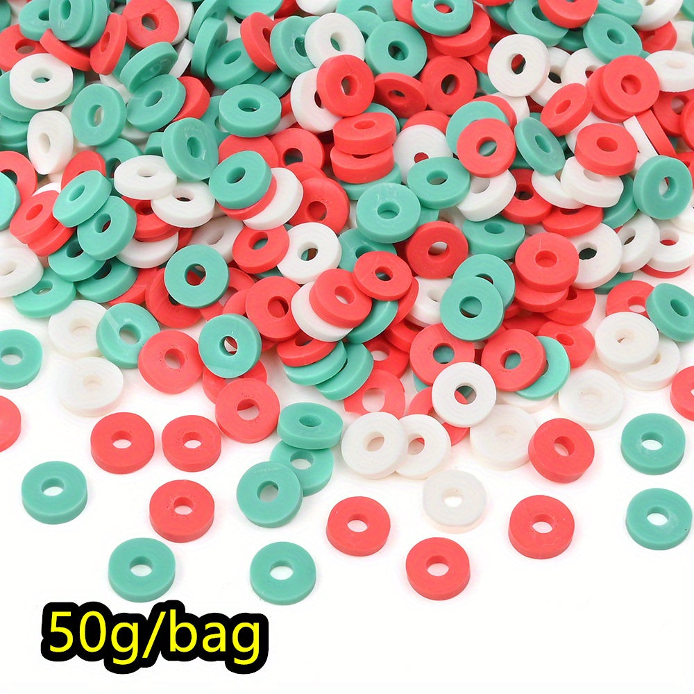 50g/bag 6mm Christmas Polymer Clay Heishi Beads