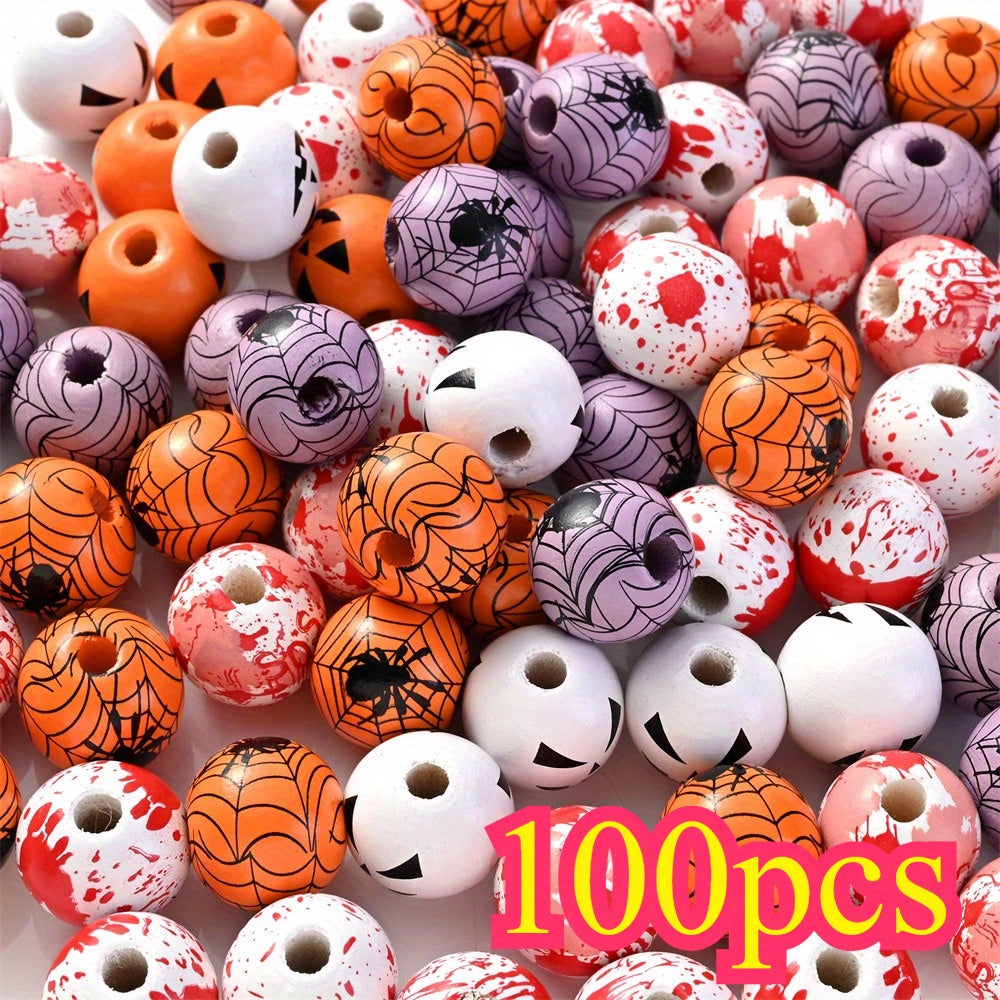Halloween Wooden Pattern Beads