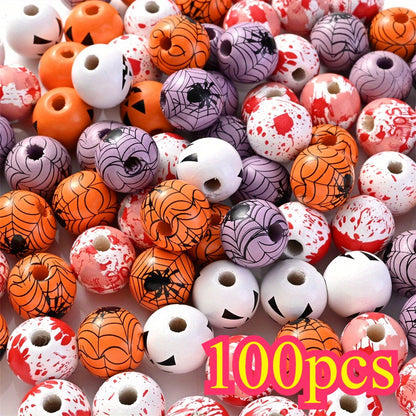 Halloween Wooden Pattern Beads