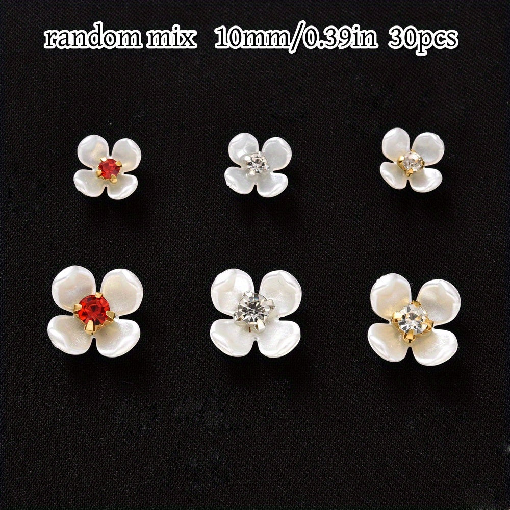 30pcs Flatback Petal Rhinestone Flower Beads