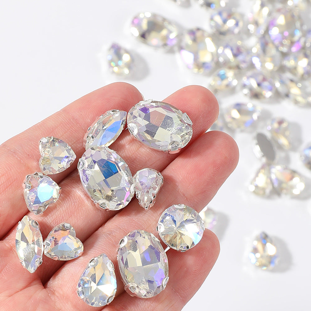 Silvery Flatback Rhinestone Beads Set