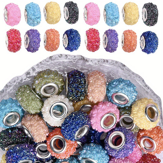 50pcs 9x15mm Rose Flower Acrylic European Beads