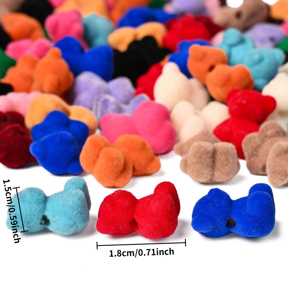 5pcs 15x18mm Resin Flocking Bear Beads