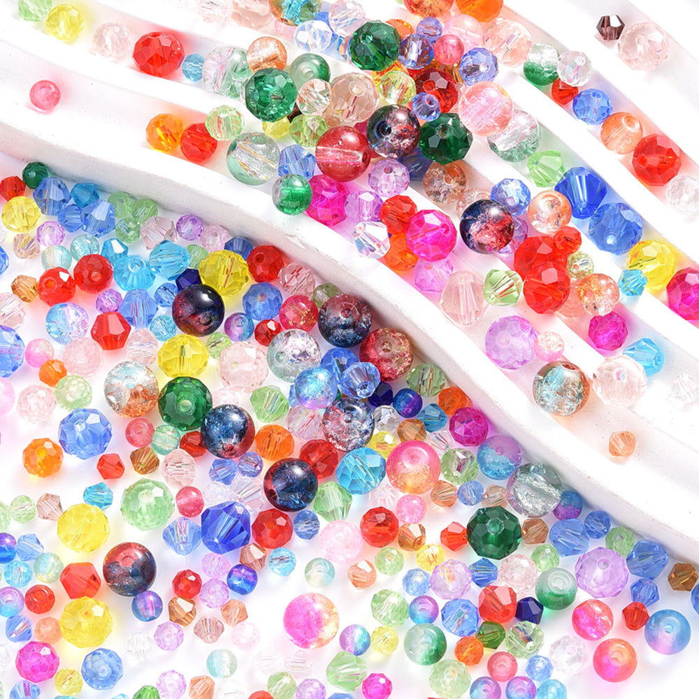 130g 800pcs Gradient Crackle Glass Beads