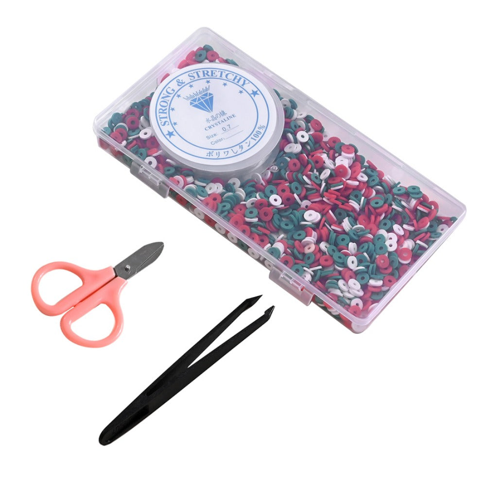 6mm Christmas Polymer Clay Heishi Disc Bead Kit, 1750pcs