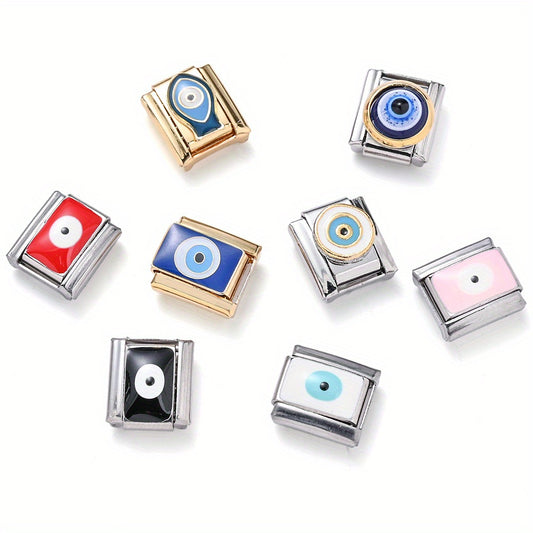 1pc 9x10mm Alloy Evil Eye Link Module Charm Bead