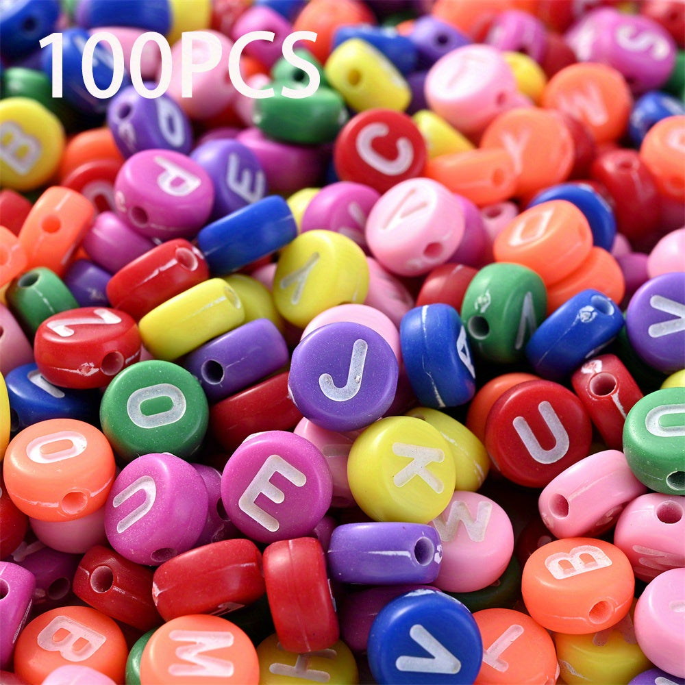 100pcs Mix Color Acrylic Oblate Beads