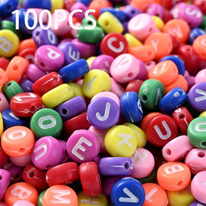 100pcs Mix Color Acrylic Oblate Beads