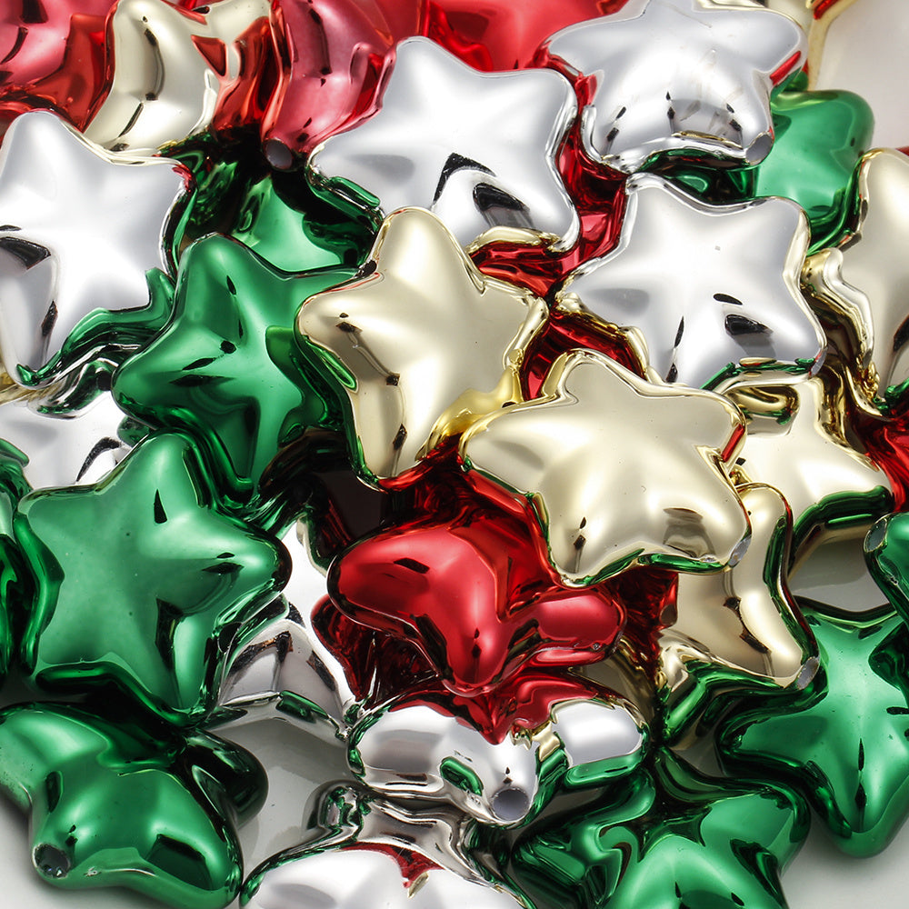 19×20mm Christmas Fat Star Acrylic Beads