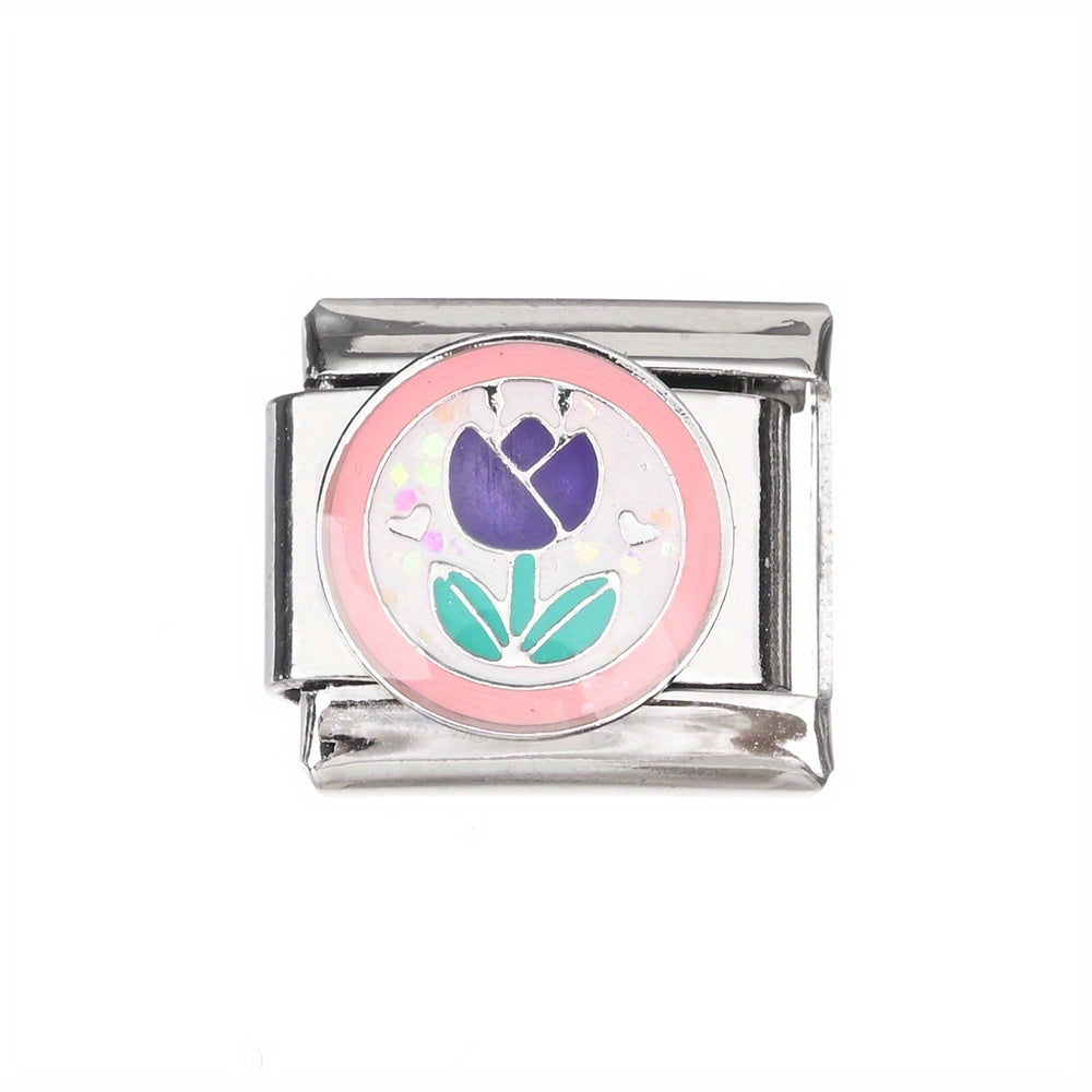 1pc 9x10mm Stainless Steel Flower Module Bead