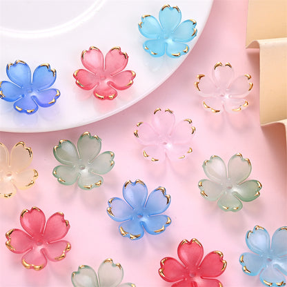 Multicolor Sakura Spacer Beads with Golden Edge