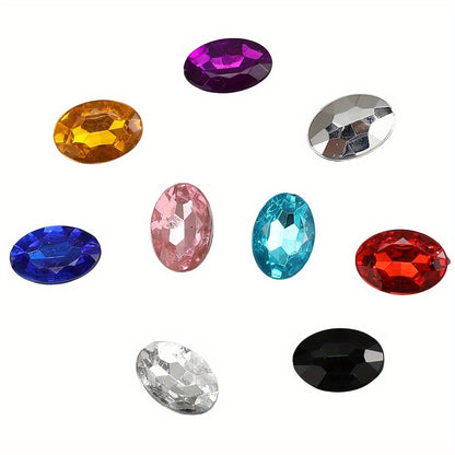 10x14mm Sparkling Oval Acrylic Rhinestone Beads