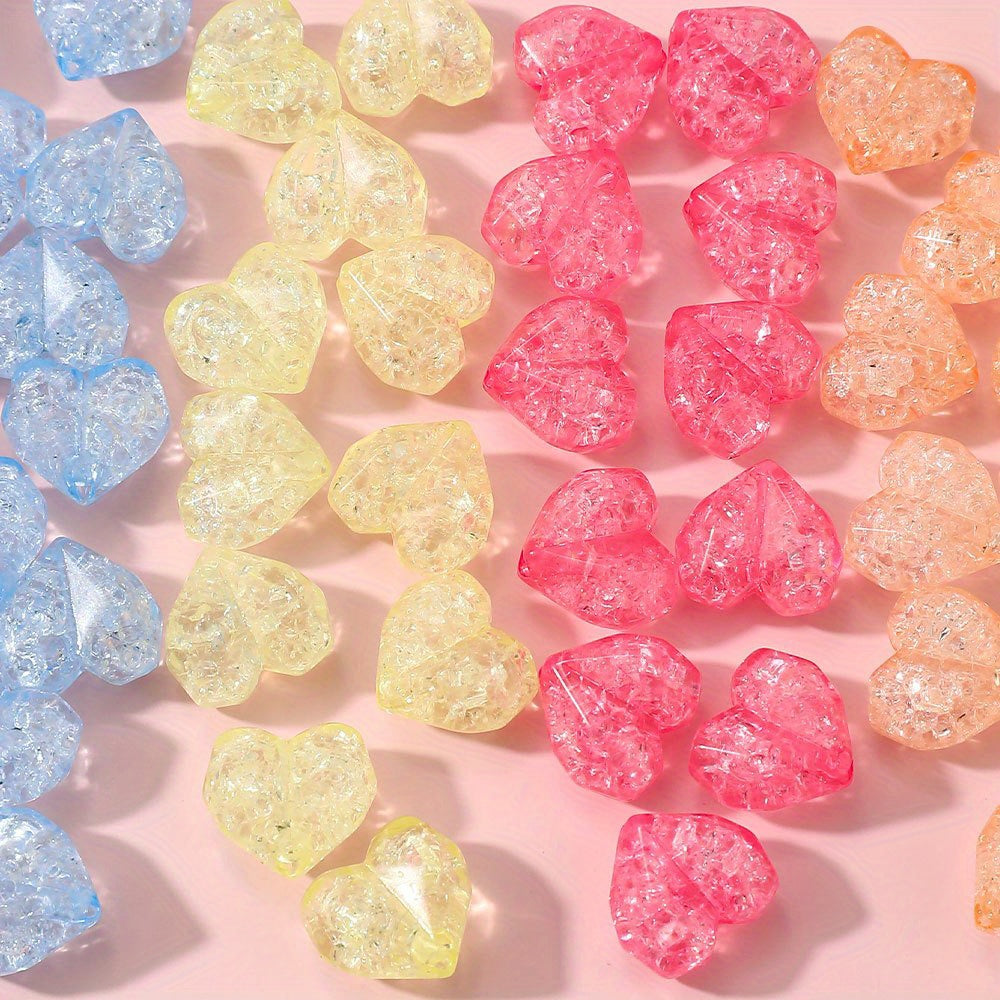 30pcs 15x13mm Cracked Heart Acrylic Beads